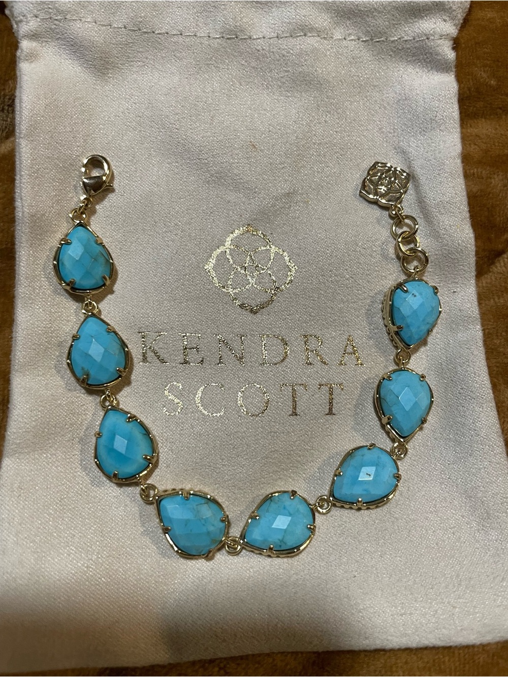 Kendra Scott Retired Brynn Colorbar Gold Turquoise Magnesite Stones
